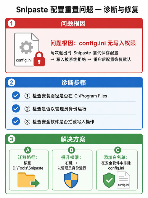 Snipaste配置重置问题诊断与修复全流程 Snipaste配置重置问题诊断与修复全流程