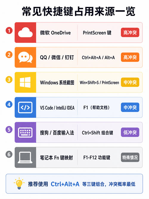 常见软件快捷键占用来源一览 常见软件快捷键占用来源一览